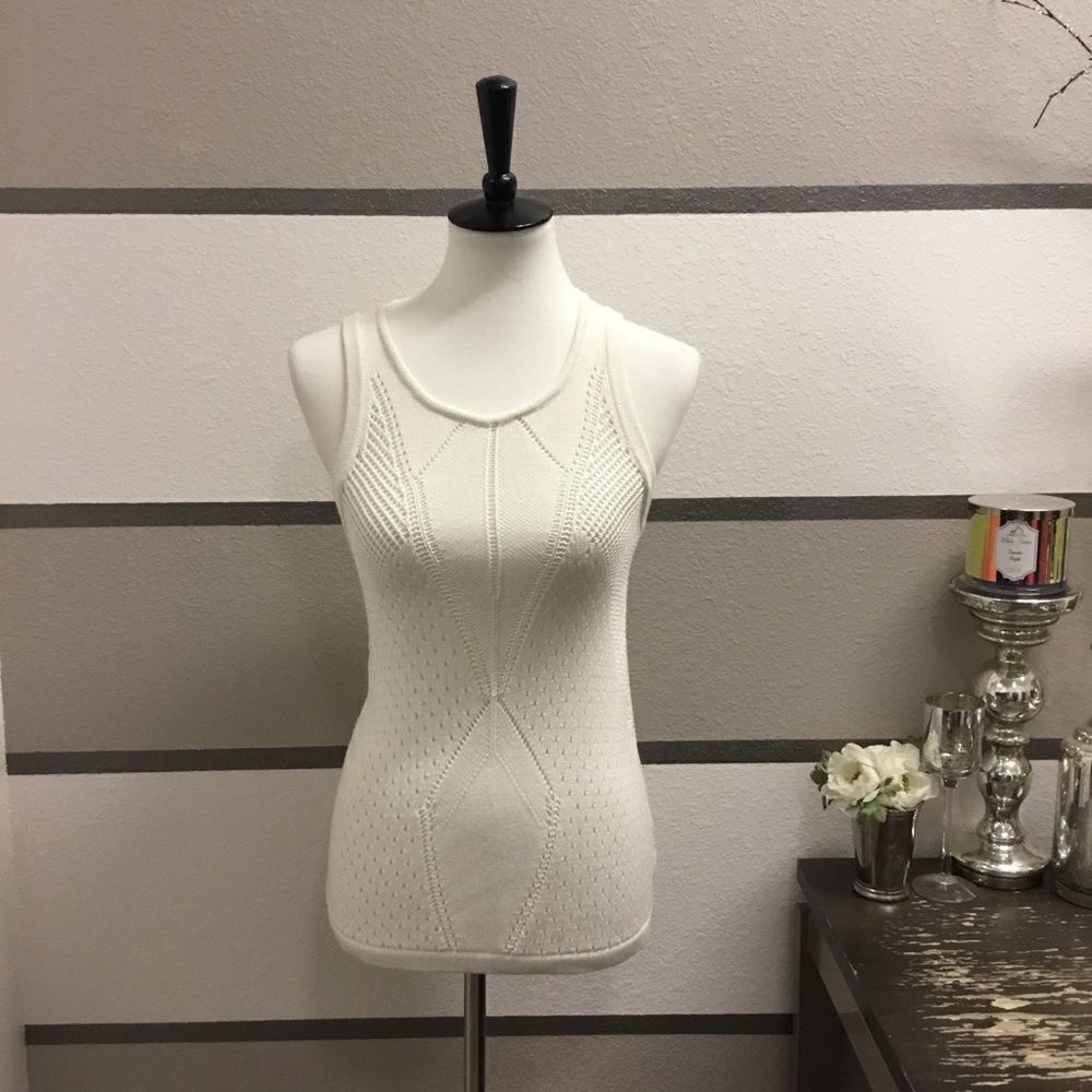 Cabi Ivory Cable Knit Sweater Tank